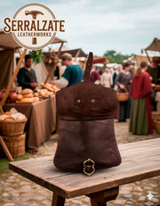 Bolso medieval Sancho en marrón oscuro con nudos celtas