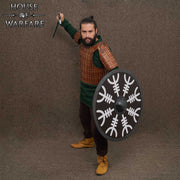 Escudo vikingo redondo de madera modelo Aegishjalmur