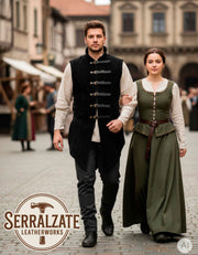 Chaleco medieval ajustable Arturo en ante negro