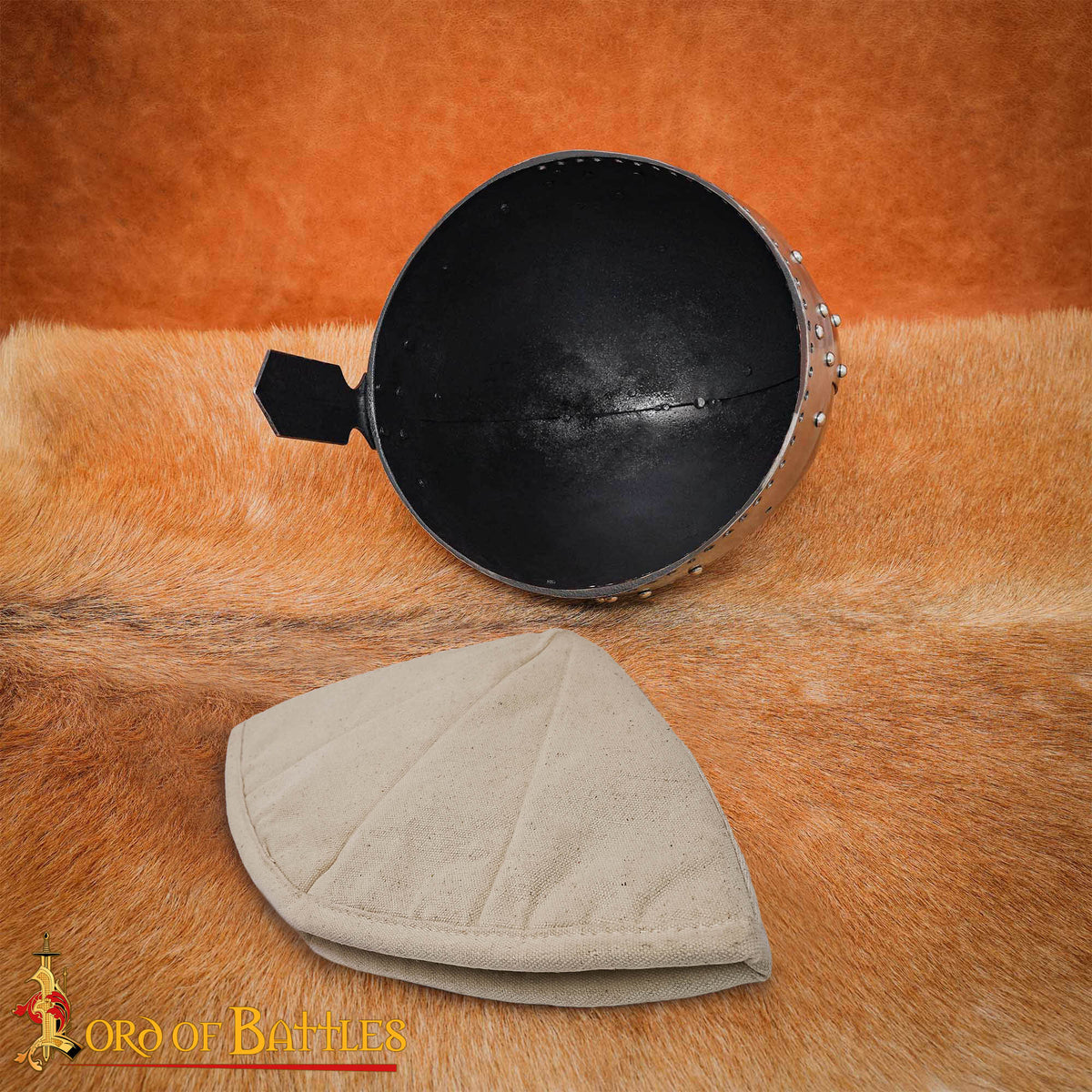 Gorro medieval acolchado en algodón blanco natural