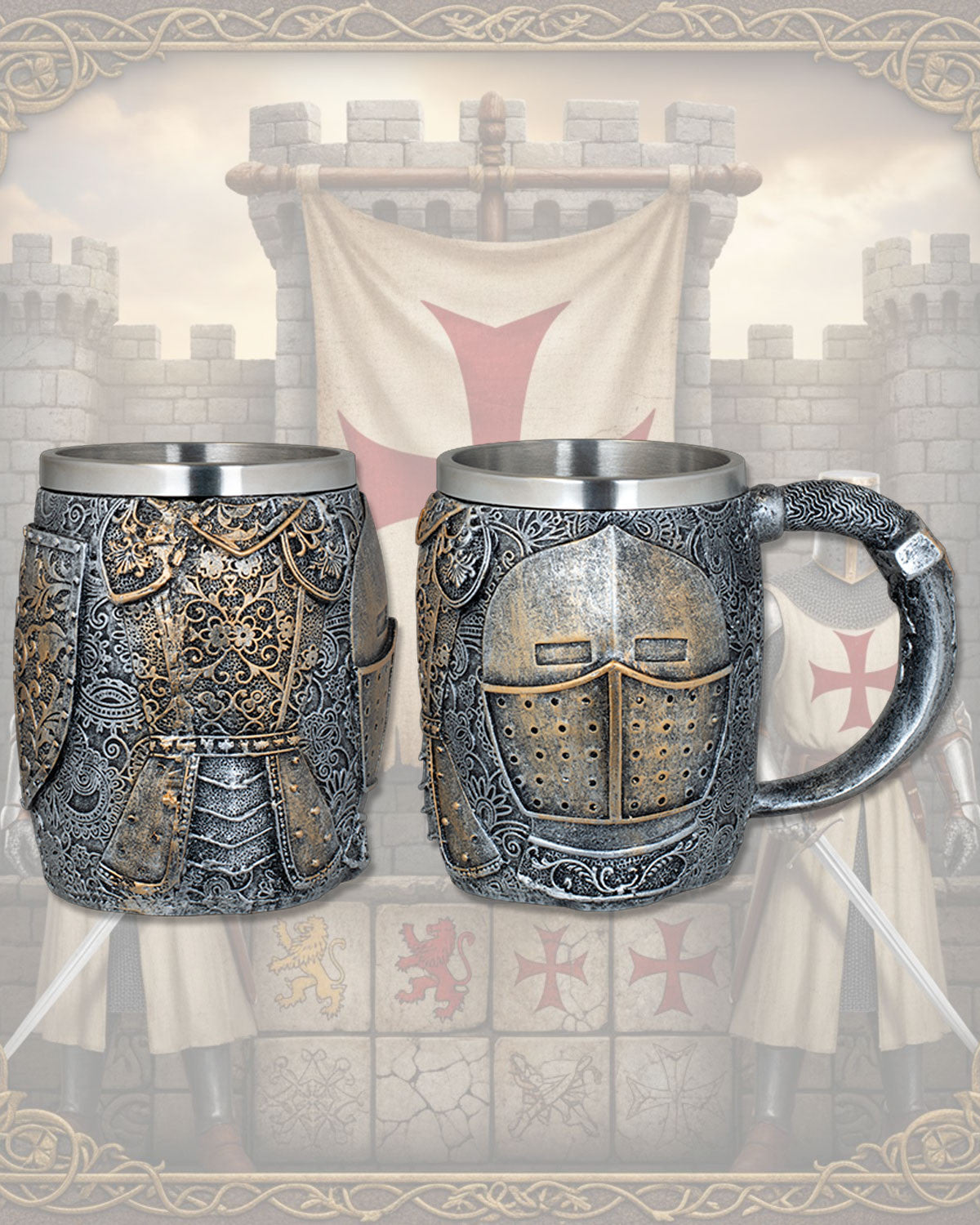 Taza en resina modelo Casco Templario (12 cm.)