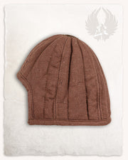Cofia medieval acolchada protectora modelo Arthur, color marrón