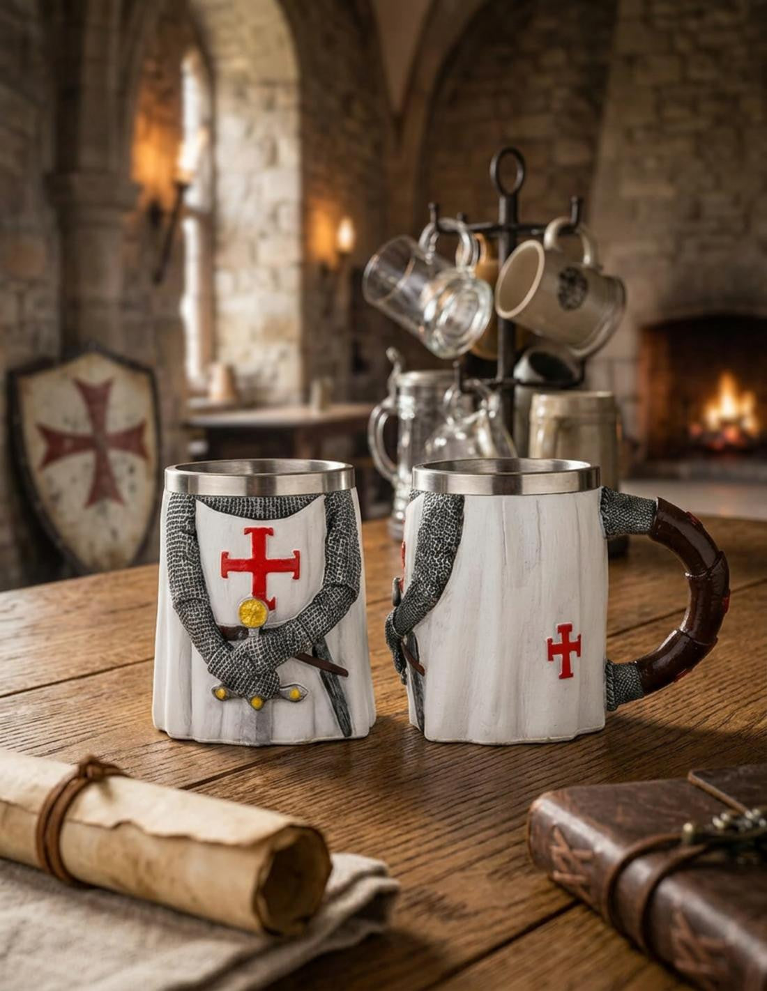 Taza caballero templario con espada (12 cm.)