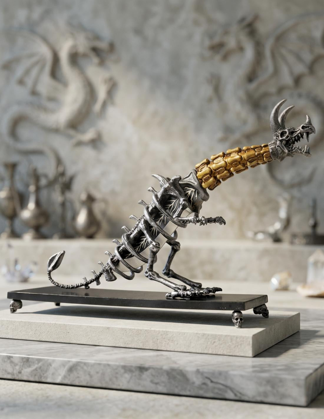 Cuchillo fantástico Dragón, con peana