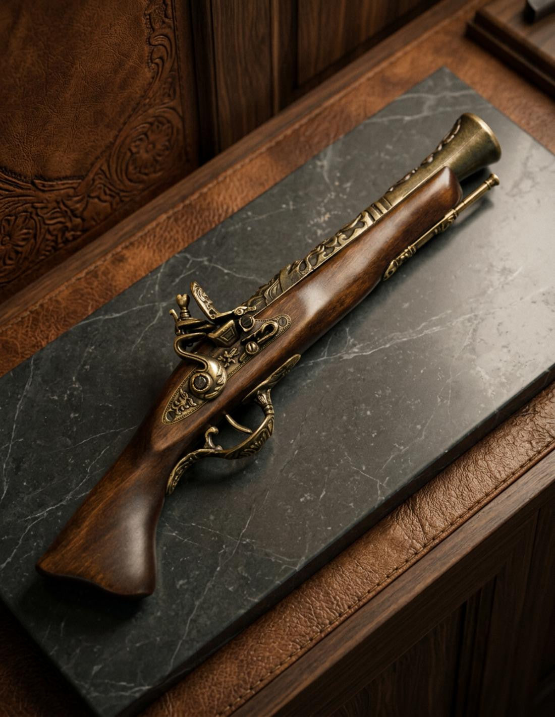 Pistola trabuco larga de pedernal