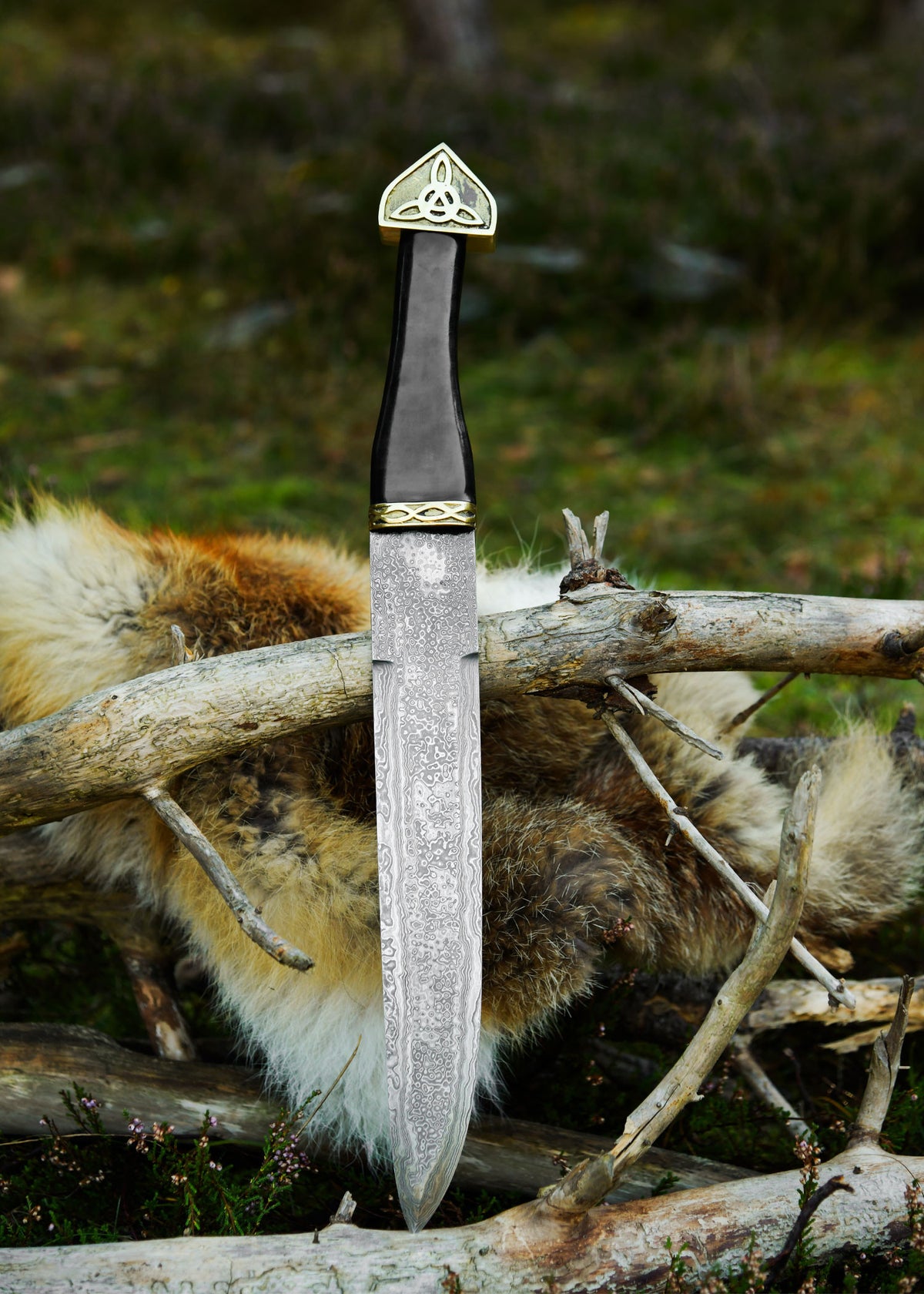 Daga Seax con hoja en acero de Damasco (512 capas)