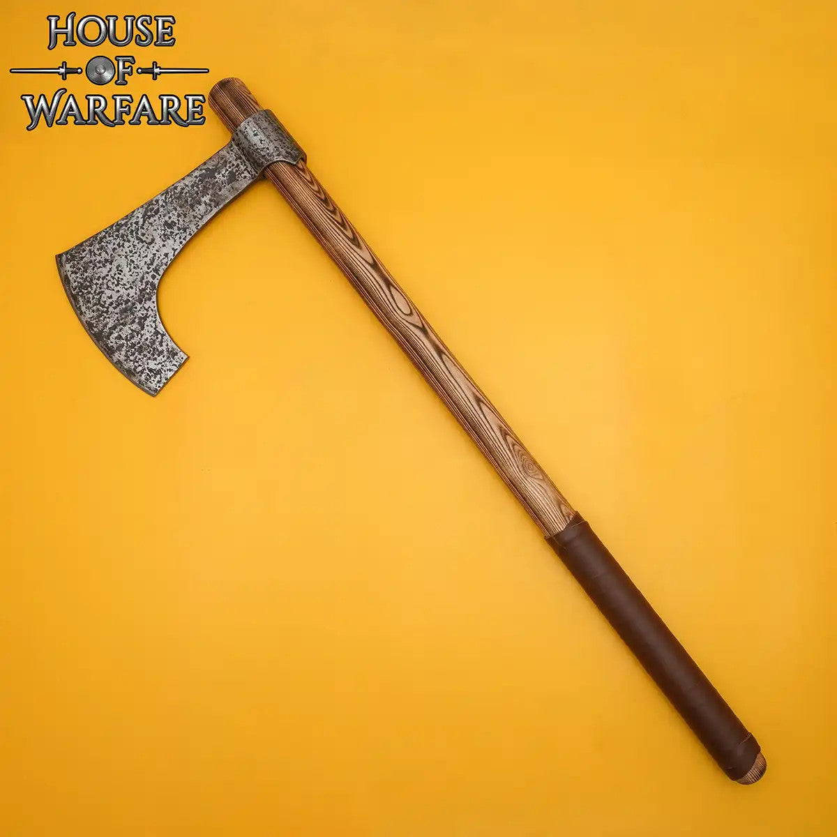 Hacha vikinga decorativa, cabeza acero al carbono