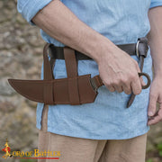 Cuchillo vikingo de cazador, con funda de cuero
