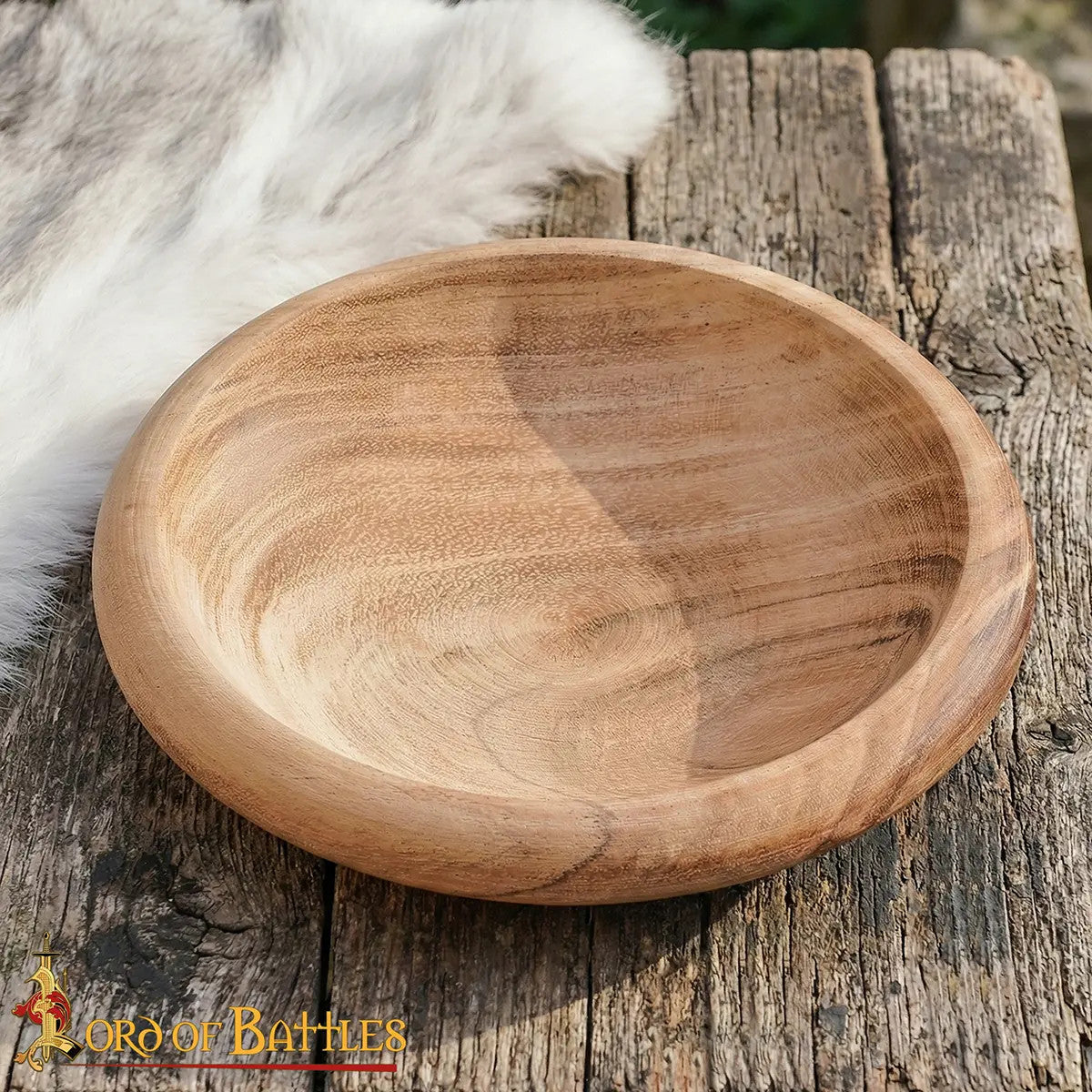 Cuenco vikingo en madera maciza hecho a mano para banquetes