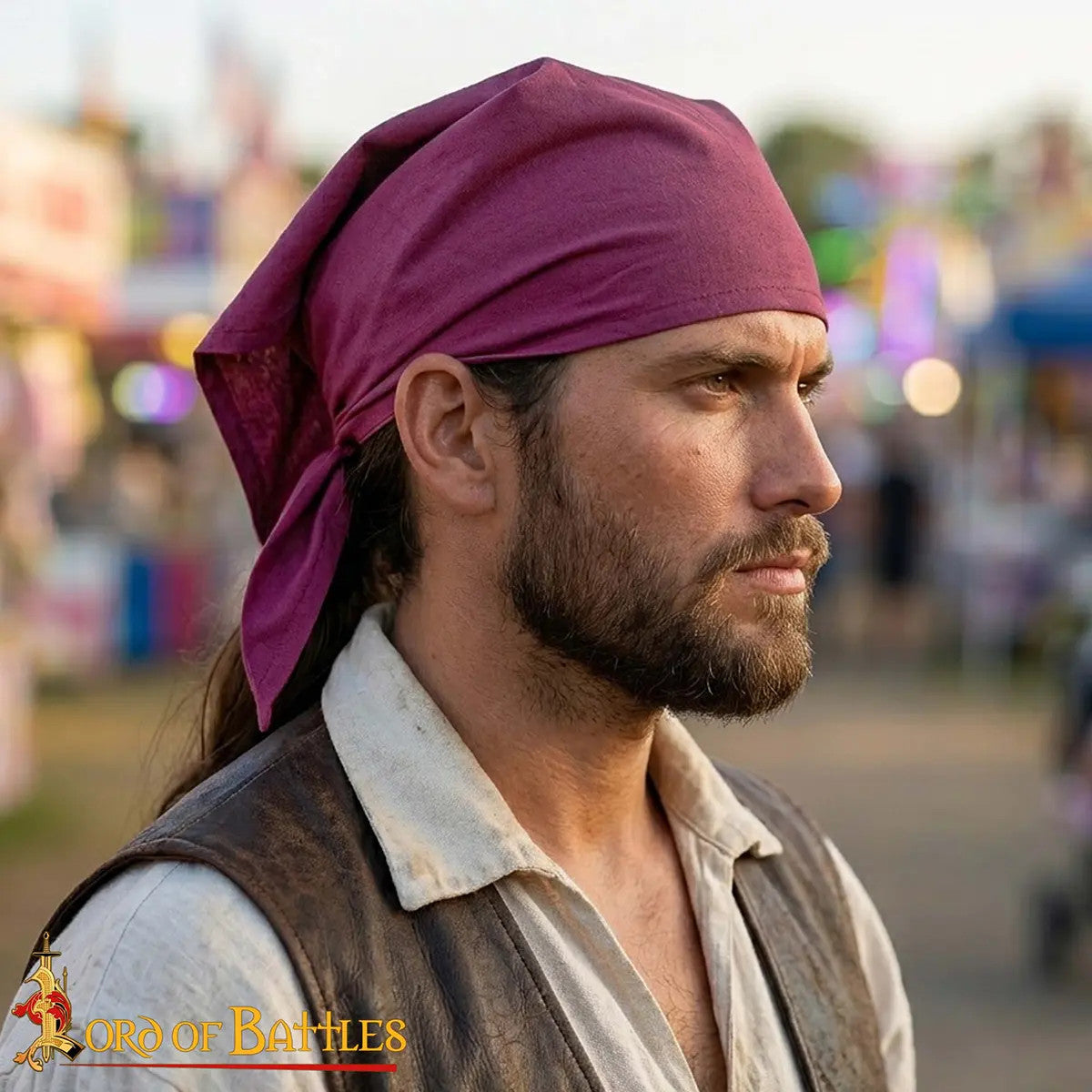 Bandana pirata en algódon burdeos