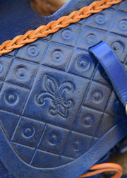 Bolso riñonera medieval Dordrecht en cuero azul, siglos XIV-XV