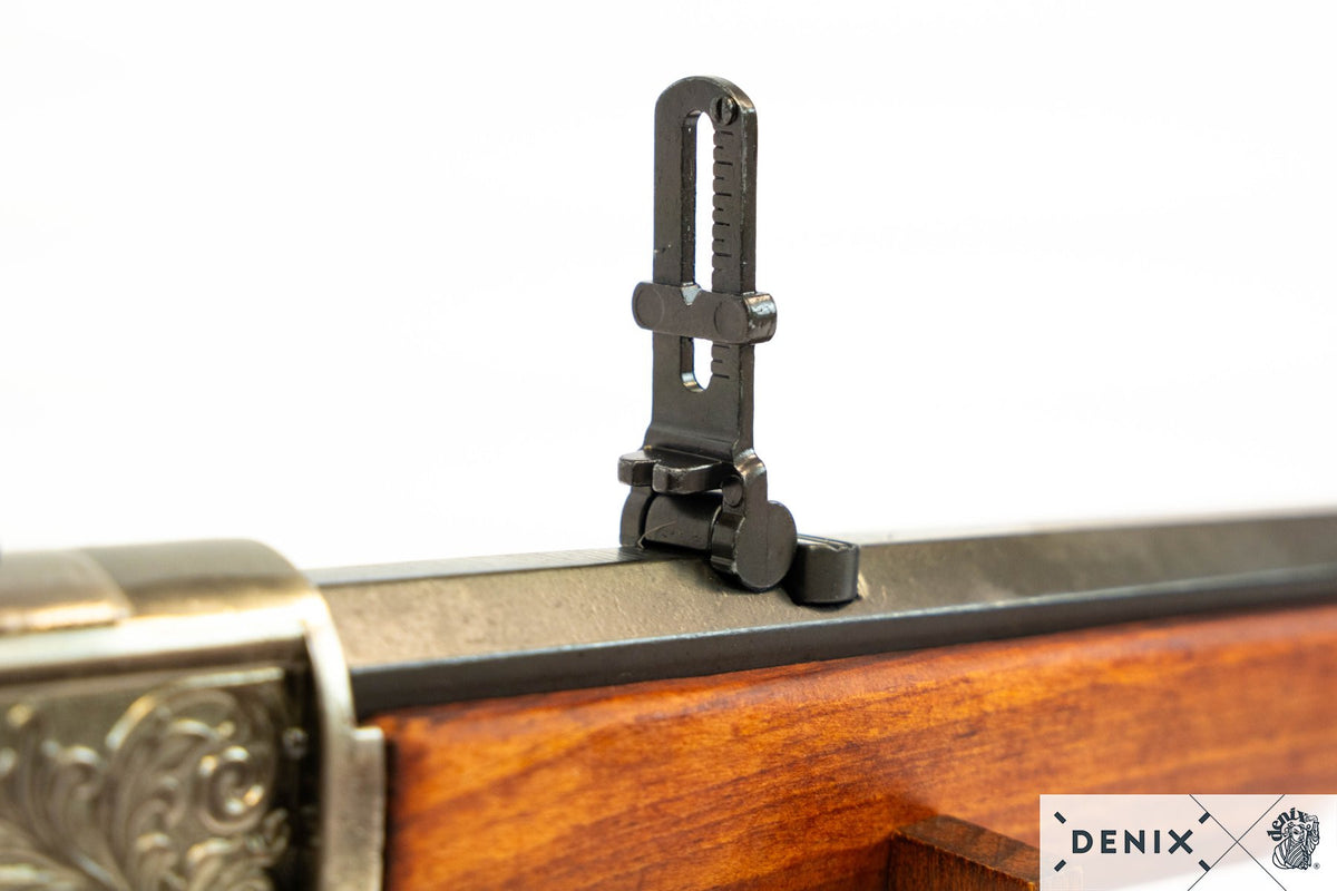 Rifle USA 1873 mecanismo simulador de carga y disparo, acabado plateado