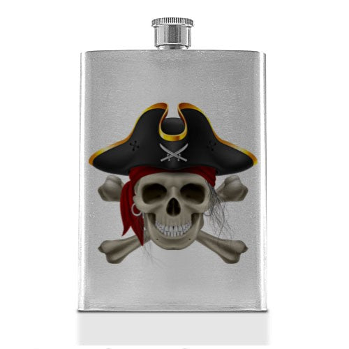 Petaca Calavera Pirata en Acero Inoxidable
