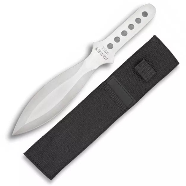 Cuchillo lanzador con funda, un solo filo (16,8 cms.)