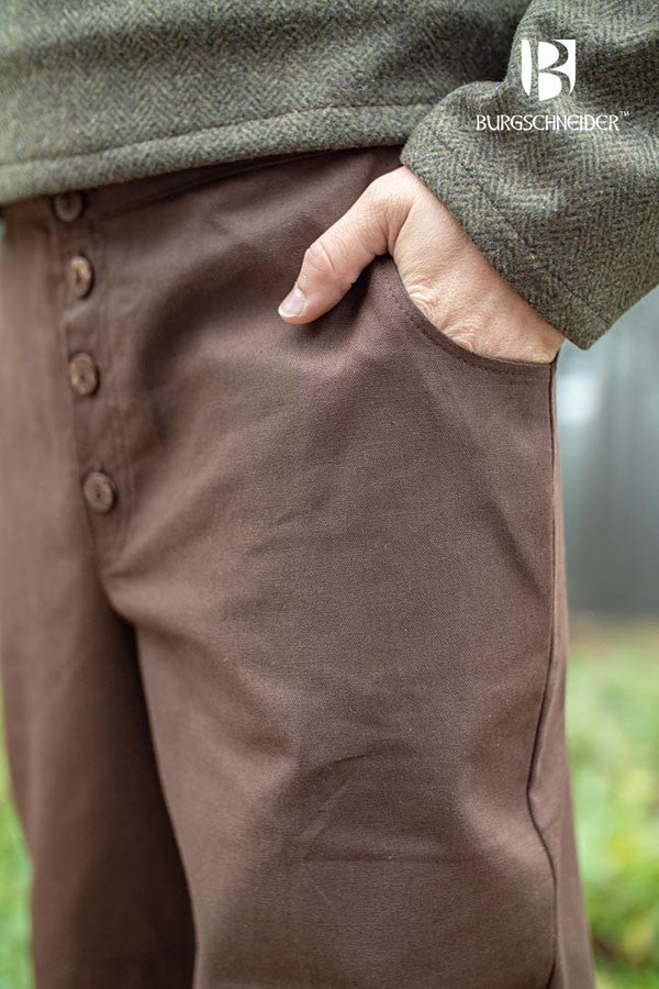 Pantalones medievales Kergon, algodón marrón