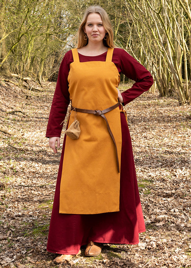 Delantal vikingo Tina en algodón, color amarillo mostaza