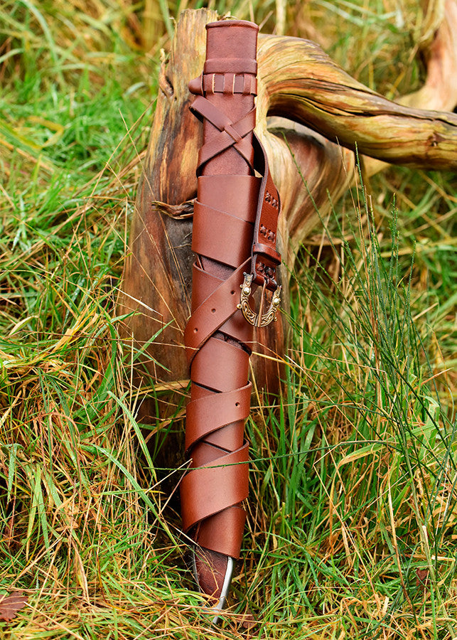 Funda y cinturón para Espada Vikinga pomo 3 lóbulos para prácticas, versión corta