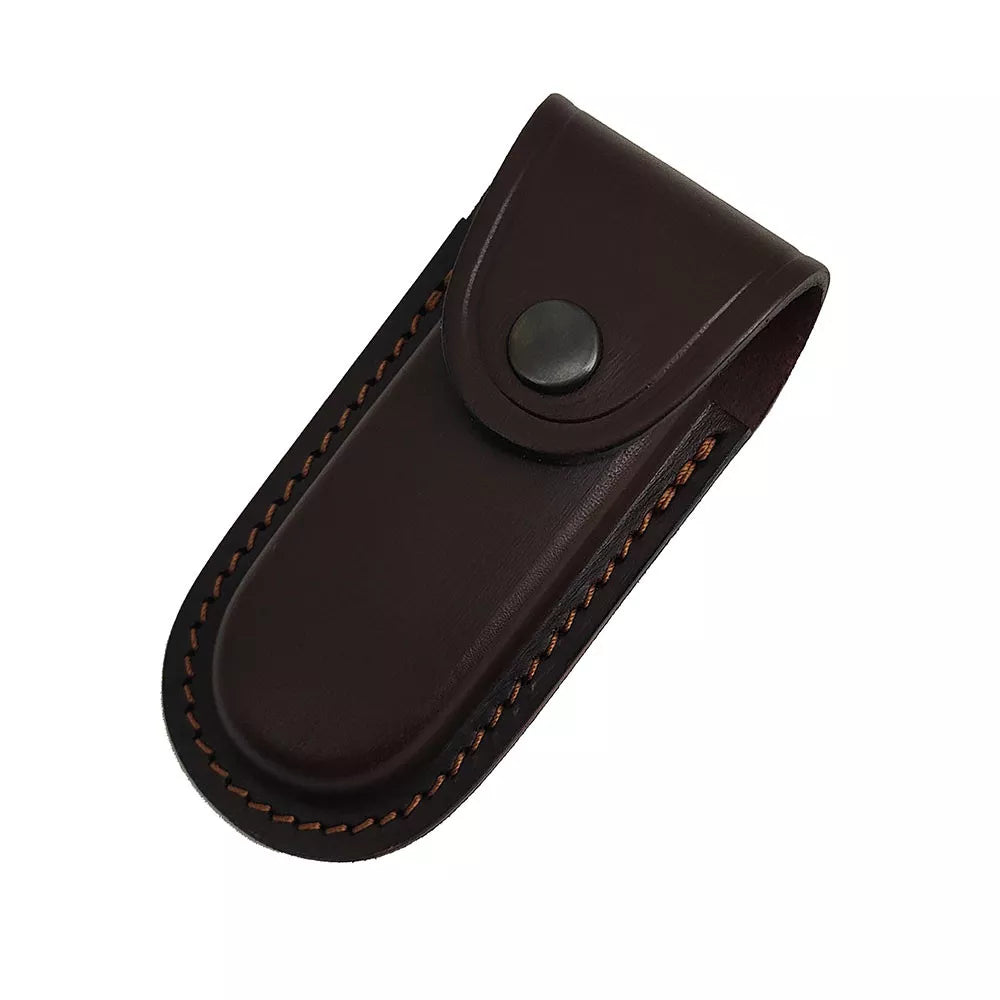 Funda rígida en piel marrón para navaja (9 cm.)