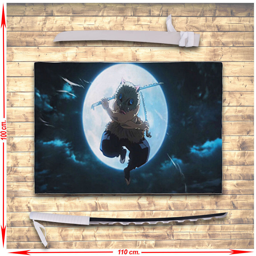 Pack estandarte + katana de Inosuke Hashibira de Demon Slayer
