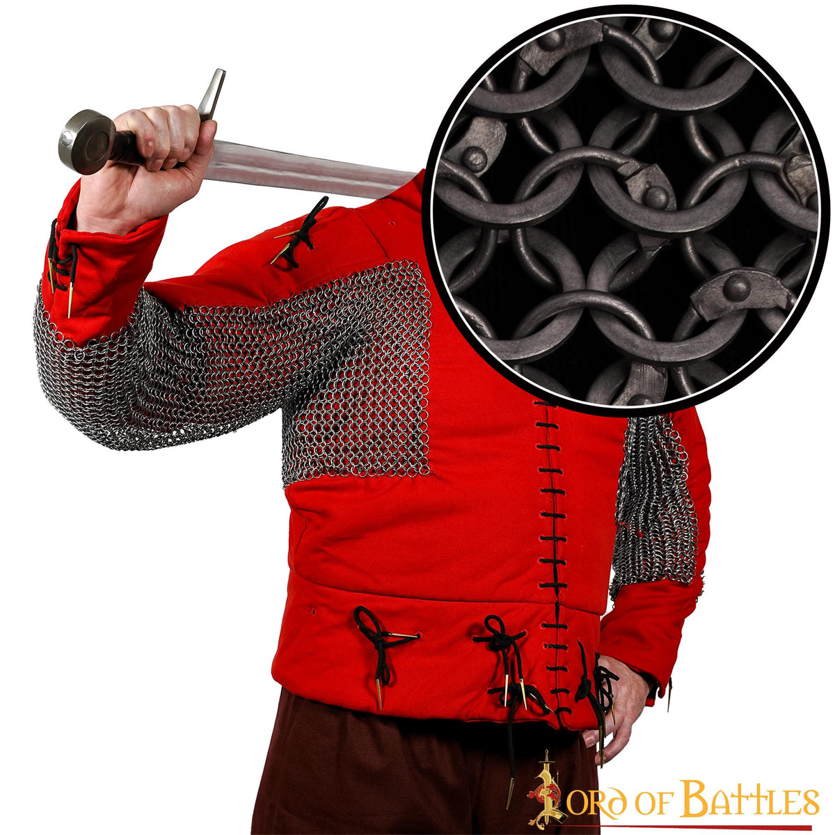 Cota de malla para triceps, codo y antebrazo, anillas planas