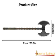 Hacha vikinga doble filo en acero al carbono (91 cm.)