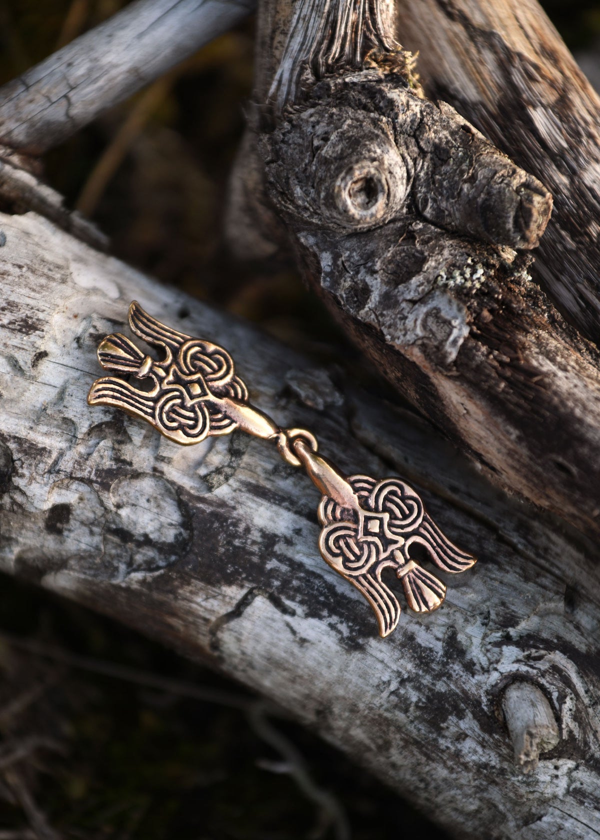 Broche de capa Vikingo Hugin y Munin, en bronce