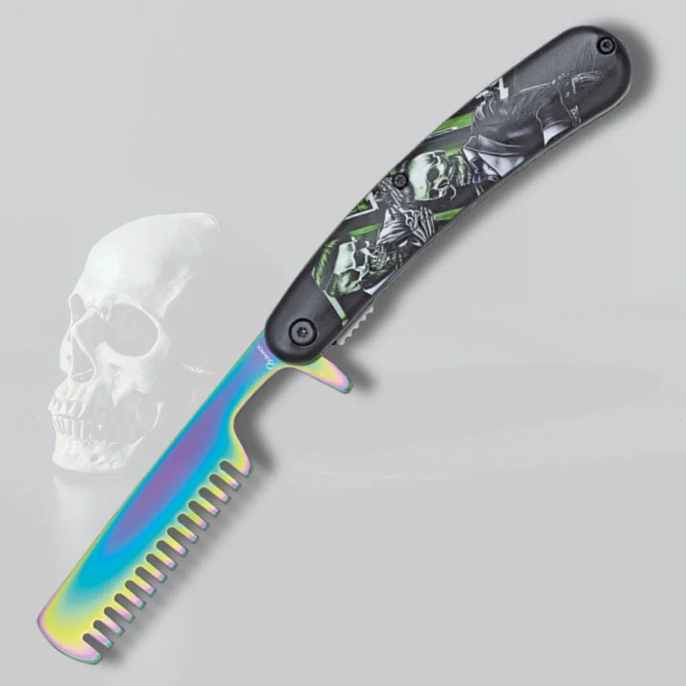 Navaja Albainox Barbera peine diseño Calaveras (22,2 cm.)_IA