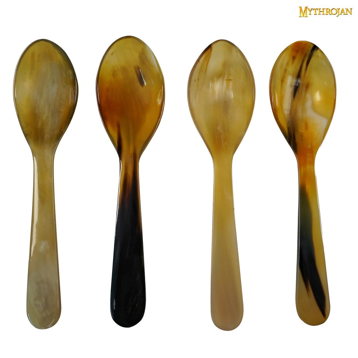 Set 4 cucharas medievales en asta de buey (16,5 cm.)