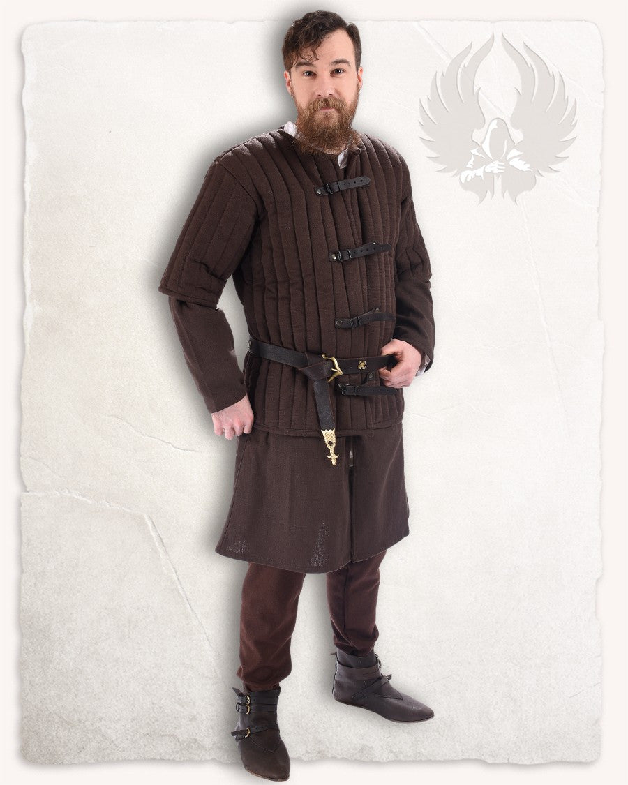Gambesón medieval marrón de manga corta modelo Gustav