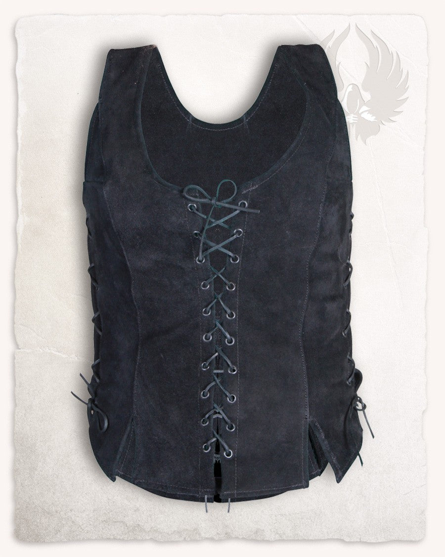 Corpiño medieval de piel modelo Caty, negro