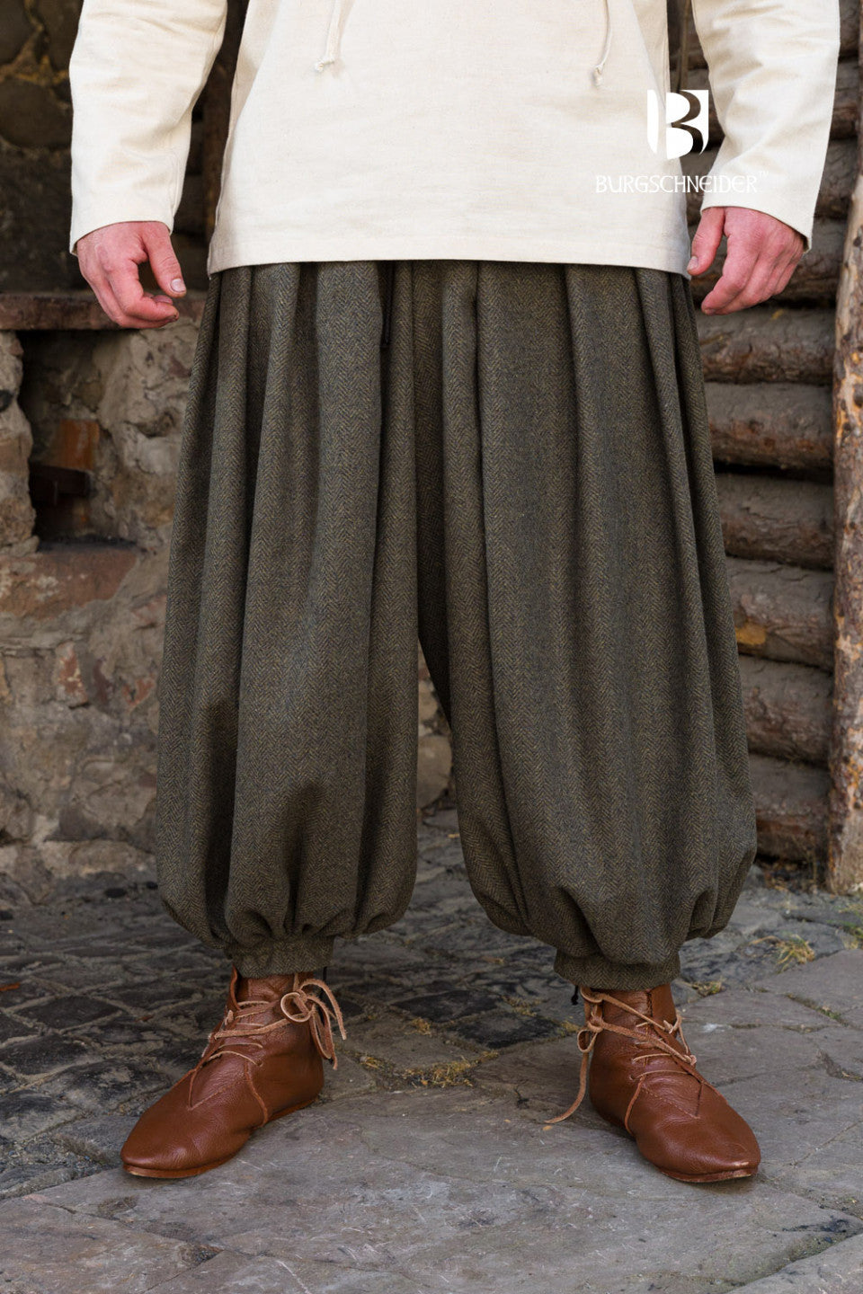 Pantalones Anchos modelo Rus Borys, Oliva-Gris