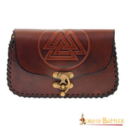 Bolso riñonera vikinga en cuero modelo Valknut
