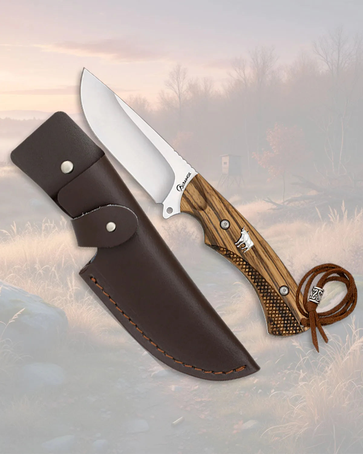 Cuchillo de caza Albainox chapita Toro, con funda_IA