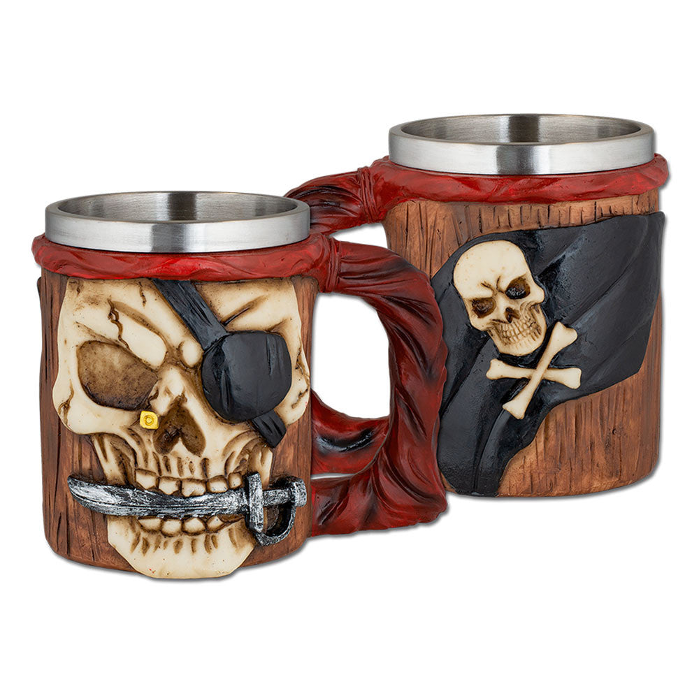 Taza calavera pirata ornamentada (11,5 cm.)