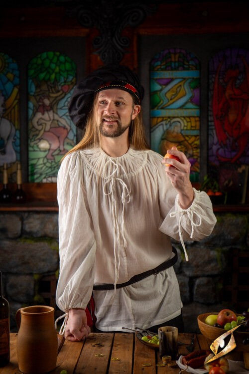 Camisa medieval modelo Crinkle, color blanco