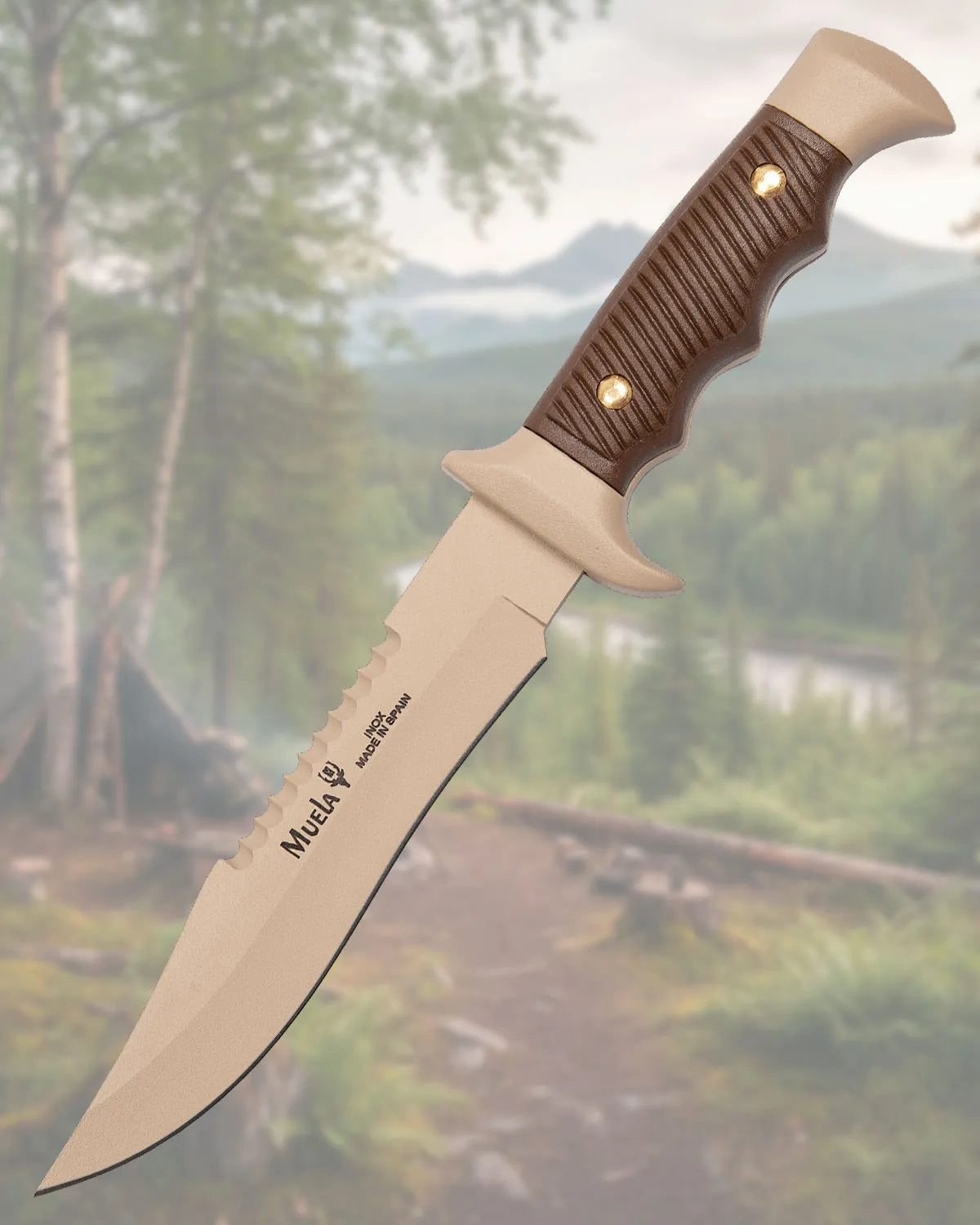 Cuchillo táctico Muela acero Nitro 42, mango zamak arena_IA