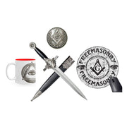 Pack escritorio masónico: Daga, taza, pisapapeles y alfombrilla