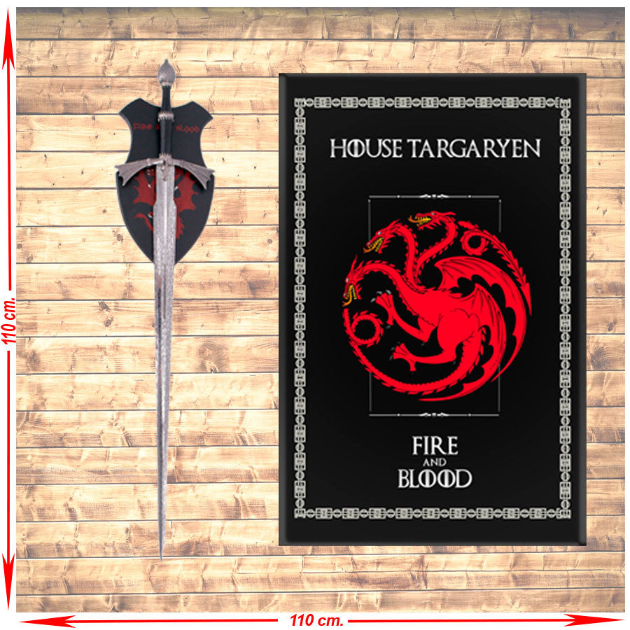 Pack estandarte + Espada Daemon Targaryen de Casa del Dragón