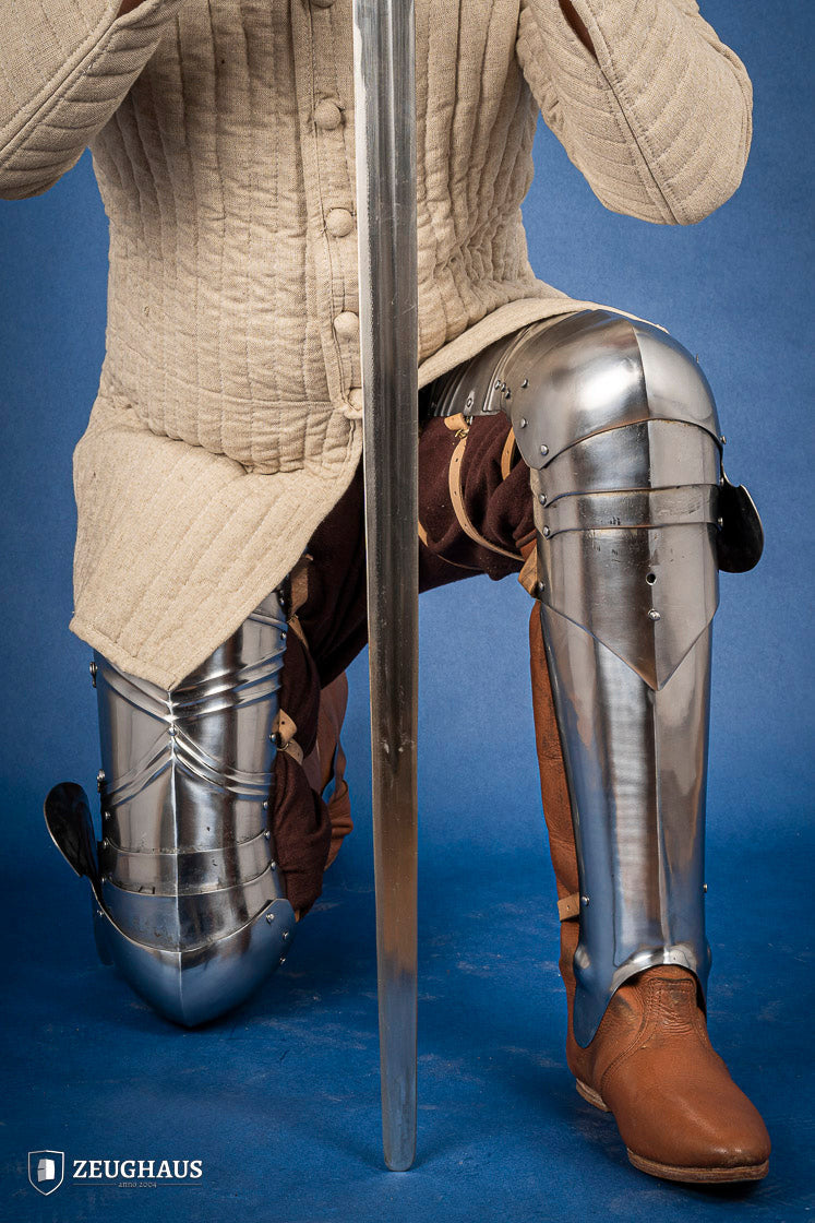 Armadura de pierna medieval alemana, siglo XV