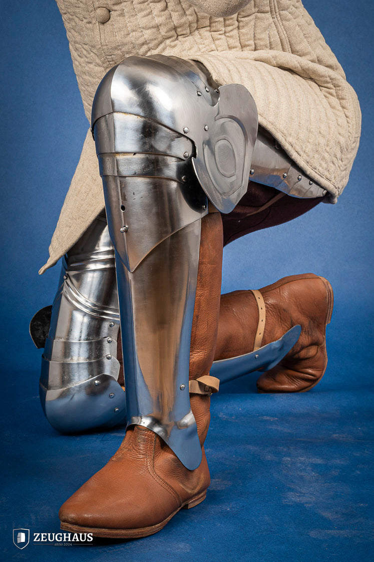 Armadura de pierna medieval alemana, siglo XV