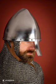 Casco frigio con protección nasal, acero 2mm.