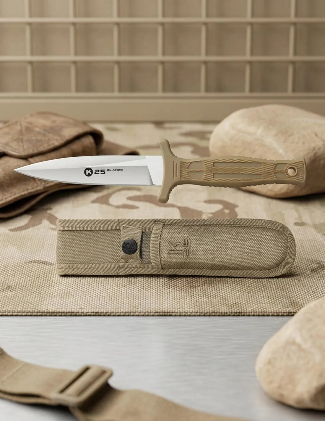 Cuchillo táctico Botero K25 CNC, con funda_IA
