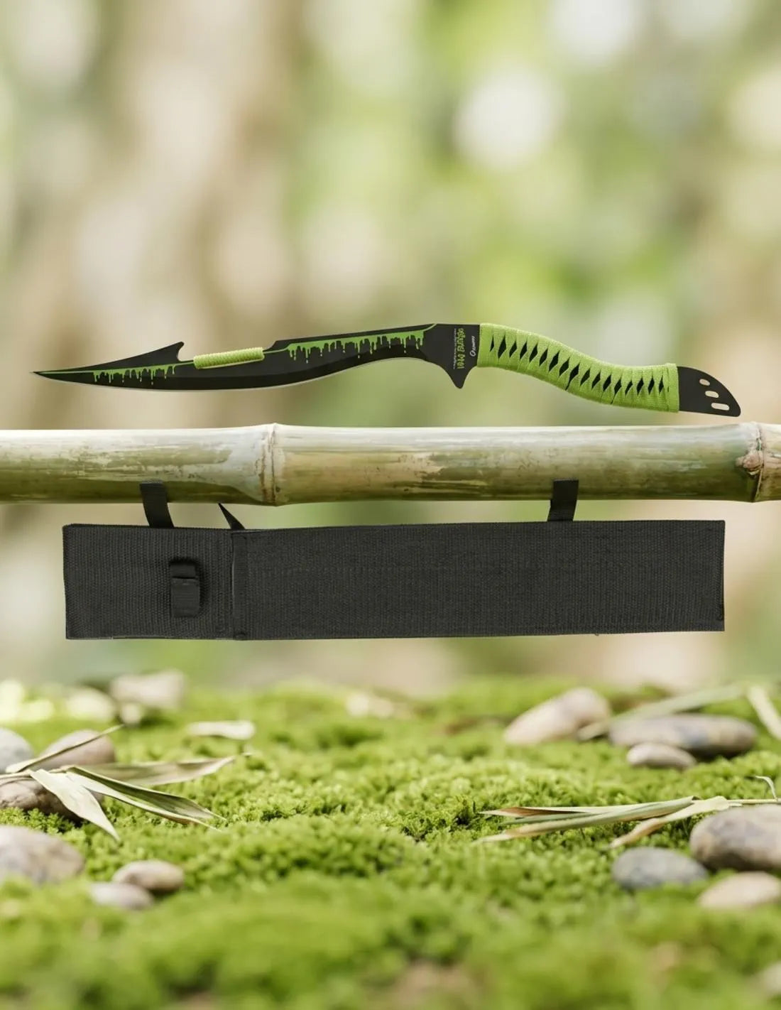Machete cortacañas Albainox mango encordado verde, con funda