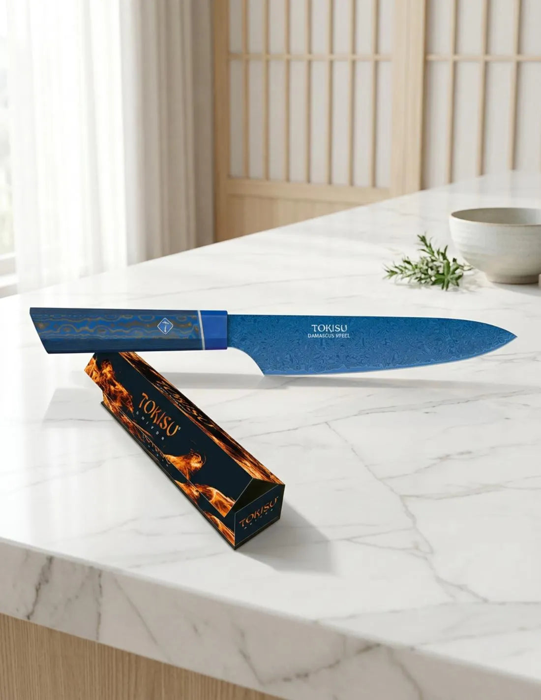 Cuchillo de cocina TOKISU modelo SMALL GYUTO, azul