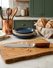 Cuchillo pan VG10 Damasco 20cm, mango madera