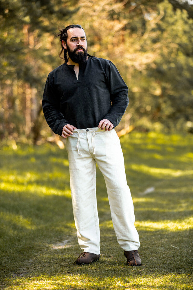 Pantalones medievales Dirk, color blanco natural
