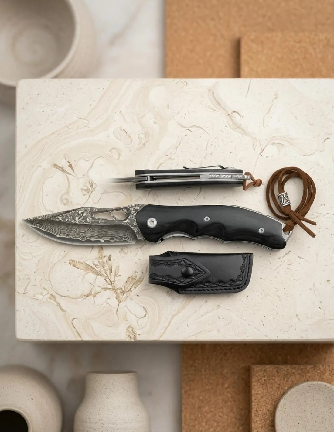 Navaja Albainox Damasco Negro 7.5cm Madera