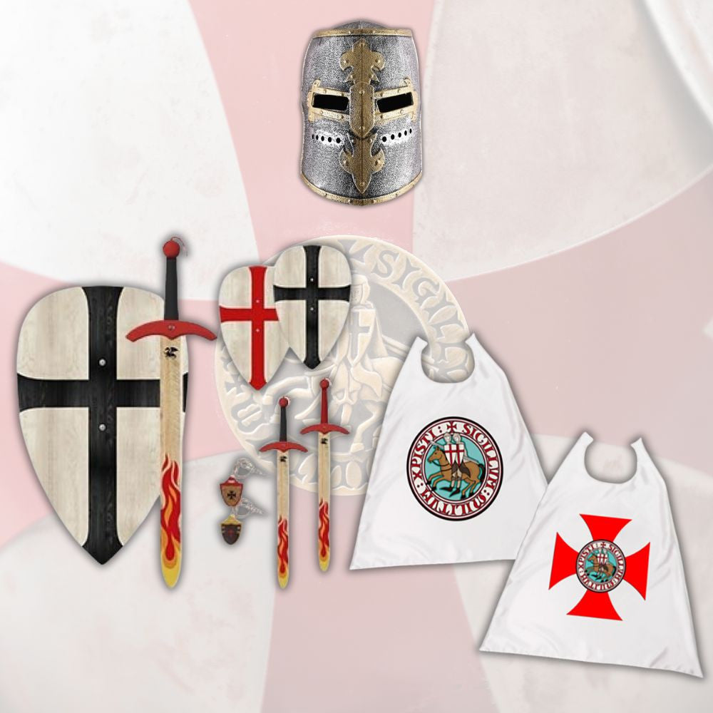 Pack niño Caballero Templario: Espada, Escudo, Casco y Capa