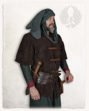 Chaleco medieval largo de ante modelo Garen, color marrón