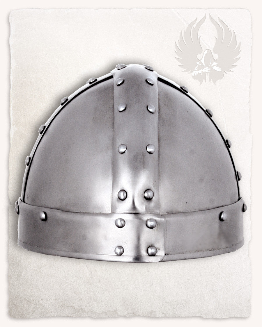 Casco tipo Spanghelm acero modelo Thorsten, acabado brillante